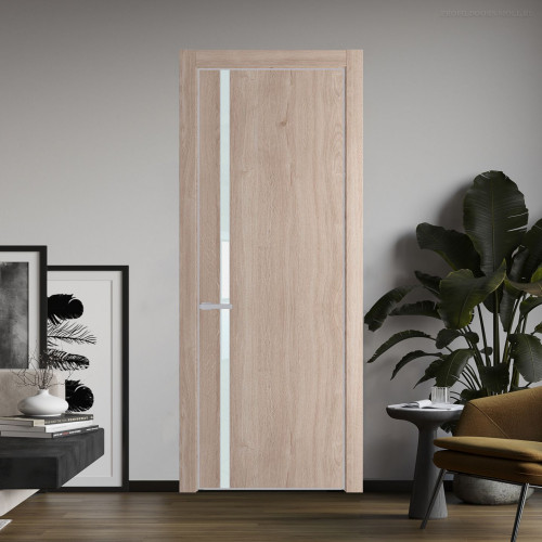Межкомнатная дверь ProfilDoors 21 NE Дуб Сонома с кромкой Матовая с стекляной вставкой белый лак