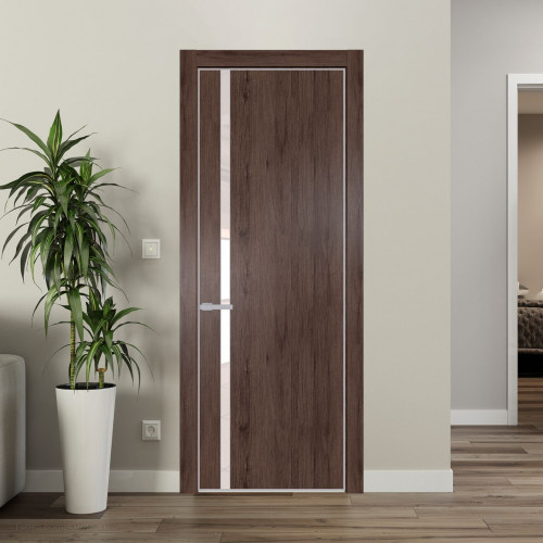 Межкомнатная дверь ProfilDoors 21 NE Дуб Тобакко с кромкой Матовая с стекляной вставкой перламутровый лак