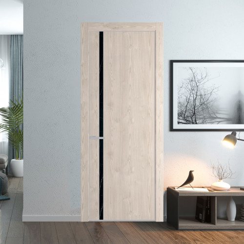 Межкомнатная дверь ProfilDoors 21 NE Каштан светлый с кромкой Матовая с стекляной вставкой неро мрамор