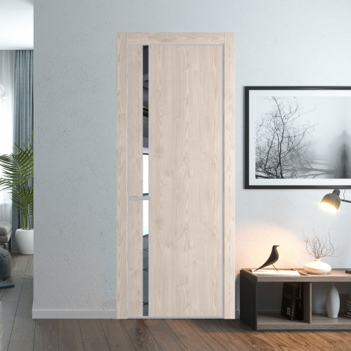Межкомнатная дверь ProfilDoors 21 NE Каштан светлый с кромкой Матовая с стекляной вставкой зеркало