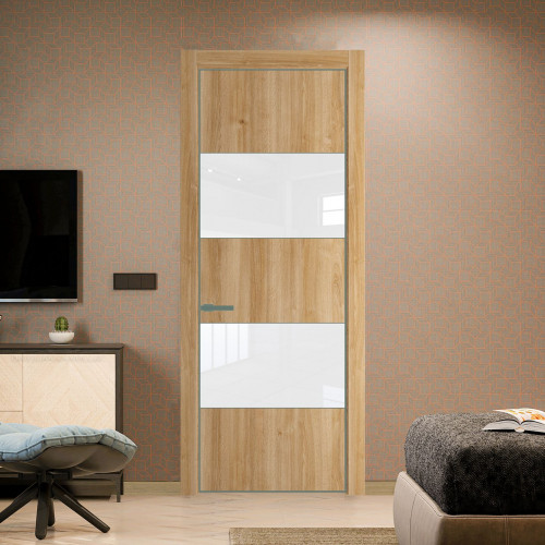 Межкомнатная дверь ProfilDoors 22 NE Дуб Карамель с кромкой Зеленый воск с стекляной вставкой лак классик