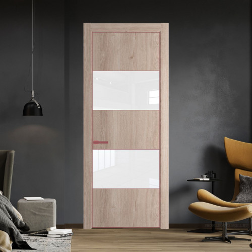 Межкомнатная дверь ProfilDoors 22 NE Дуб Сонома с кромкой Красный антрацит с стекляной вставкой лак классик