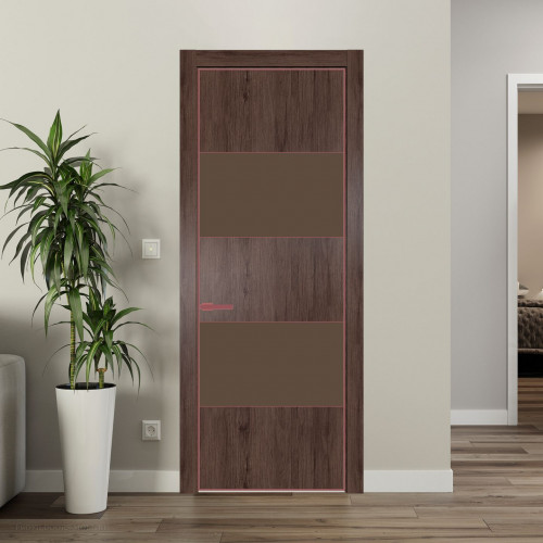 Межкомнатная дверь ProfilDoors 22 NE Дуб Тобакко с кромкой Красный антрацит с стекляной вставкой монохром гляссе