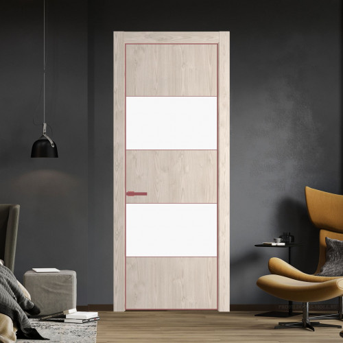 Межкомнатная дверь ProfilDoors 22 NE Каштан светлый с кромкой Красный антрацит с стекляной вставкой монохром белый просветленный
