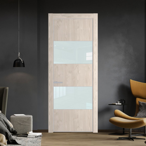 Межкомнатная дверь ProfilDoors 22 NE Каштан светлый с кромкой Матовая с стекляной вставкой белый лак