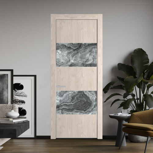Межкомнатная дверь ProfilDoors 22 NE Каштан светлый с кромкой Серебро с стекляной вставкой атриум серебро