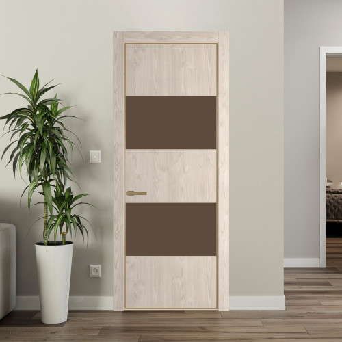 Межкомнатная дверь ProfilDoors 22 NE Каштан светлый с кромкой Золото с стекляной вставкой монохром гляссе