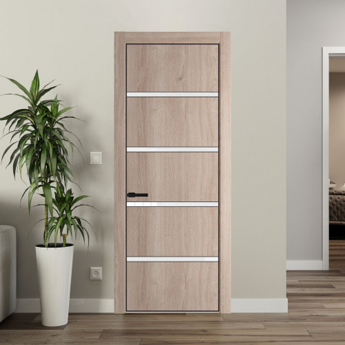 Межкомнатная дверь ProfilDoors 23 NE Дуб Сонома с кромкой Черный с стекляной вставкой лак классик