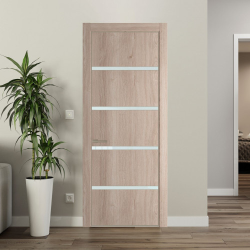 Межкомнатная дверь ProfilDoors 23 NE Дуб Сонома с кромкой Никель с стекляной вставкой белый лак