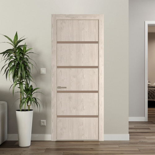 Межкомнатная дверь ProfilDoors 23 NE Каштан светлый с кромкой Никель с стекляной вставкой монохром капучино