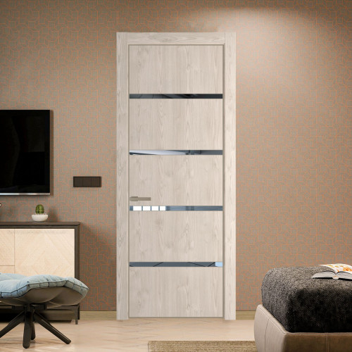 Межкомнатная дверь ProfilDoors 23 NE Каштан светлый с кромкой Никель с стекляной вставкой зеркало
