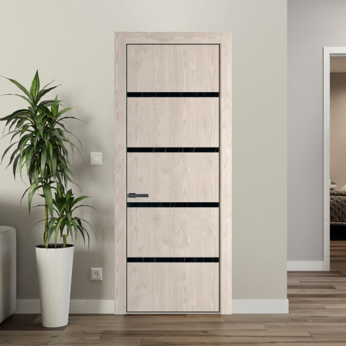 Межкомнатная дверь ProfilDoors 23 NE Каштан светлый с кромкой Серая Ночь с стекляной вставкой неро мрамор