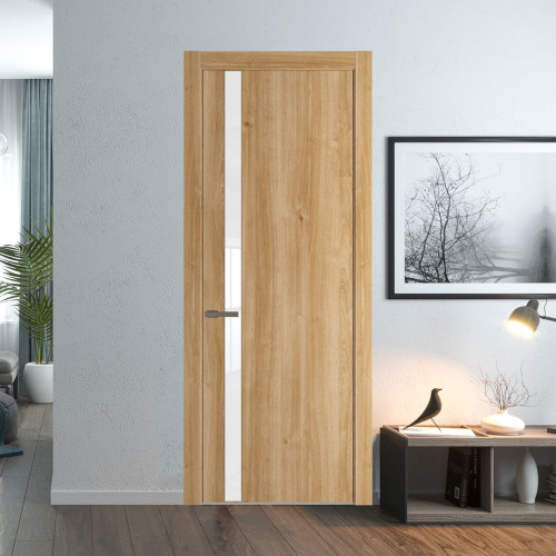 Межкомнатная дверь ProfilDoors 18 NW Дуб Карамель молдинг Шампань стекло Лак классик