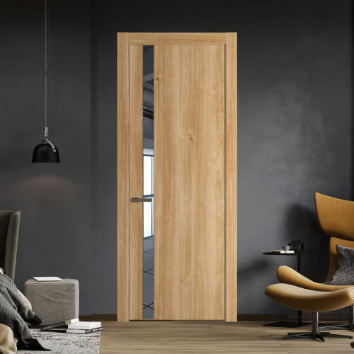 Межкомнатная дверь ProfilDoors 18 NW Дуб Карамель молдинг Деорэ стекло Зеркало