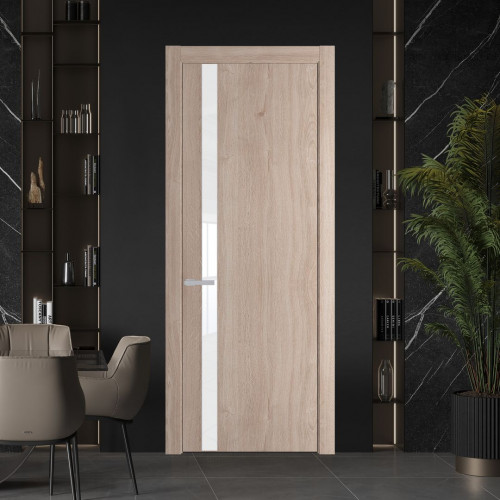 Межкомнатная дверь ProfilDoors 18 NW Дуб Сонома молдинг Серебро стекло Лак классик
