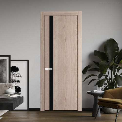 Межкомнатная дверь ProfilDoors 18 NW Дуб Сонома молдинг Вайт стекло Монохром черный