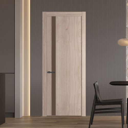 Межкомнатная дверь ProfilDoors 18 NW Дуб Сонома молдинг Серая ночь стекло Монохром гляссе