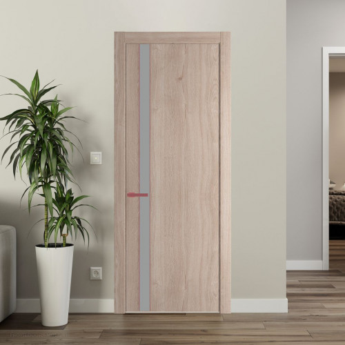 Межкомнатная дверь ProfilDoors 18 NW Дуб Сонома молдинг Красный антрацит стекло Монохром серый