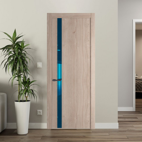 Межкомнатная дверь ProfilDoors 18 NW Дуб Сонома молдинг Серая ночь стекло Зеркало Blue