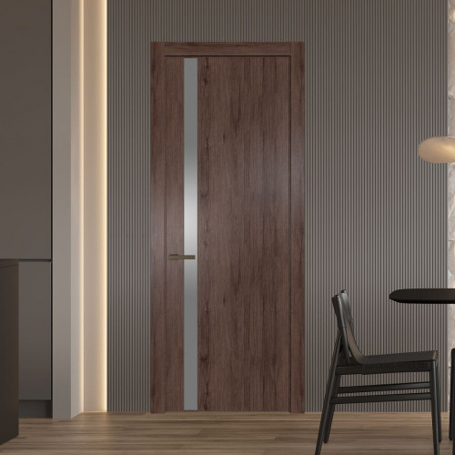 Межкомнатная дверь ProfilDoors 18 NW Дуб Тобакко молдинг Деорэ стекло Lacobel Серебряный лак