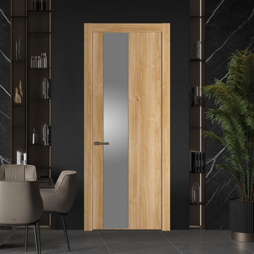 Межкомнатная дверь ProfilDoors 19 NW Дуб Карамель молдинг Деорэ стекло Lacobel Серебряный лак