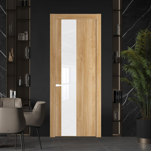 Межкомнатная дверь ProfilDoors 19 NW Дуб Карамель молдинг Вайт стекло Лак классик