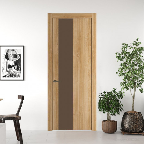 Межкомнатная дверь ProfilDoors 19 NW Дуб Карамель молдинг Деорэ стекло Монохром гляссе