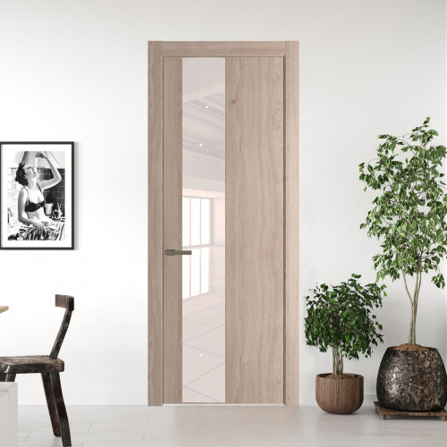 Межкомнатная дверь ProfilDoors 19 NW Дуб Сонома молдинг Шампань стекло Lacobel Перламутровый лак