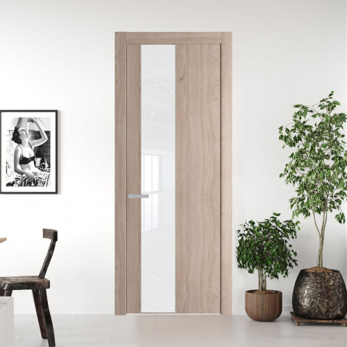Межкомнатная дверь ProfilDoors 19 NW Дуб Сонома молдинг Серебро стекло Лак классик