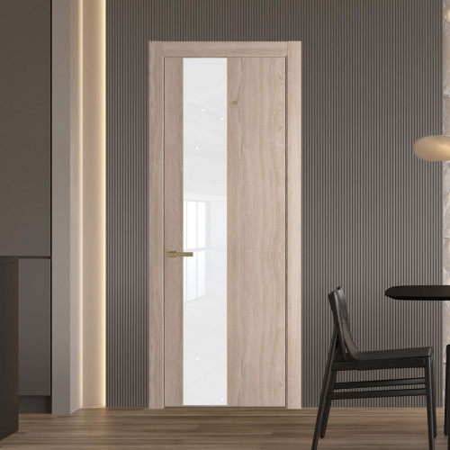 Межкомнатная дверь ProfilDoors 19 NW Дуб Сонома молдинг Золото стекло Лак классик