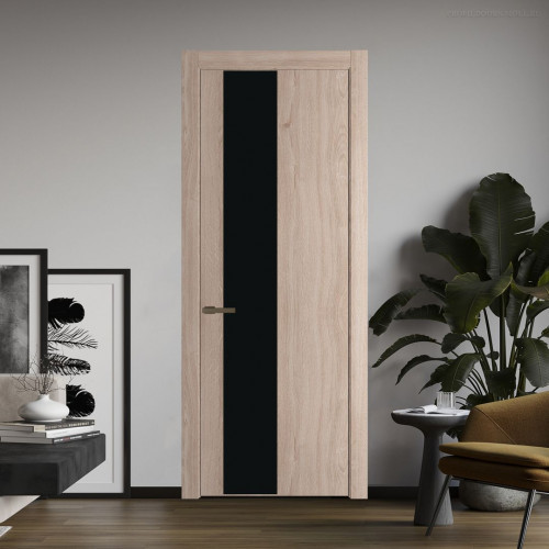 Межкомнатная дверь ProfilDoors 19 NW Дуб Сонома молдинг Деорэ стекло Монохром черный