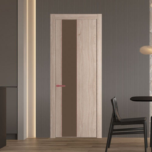 Межкомнатная дверь ProfilDoors 19 NW Дуб Сонома молдинг Красный антрацит стекло Монохром гляссе