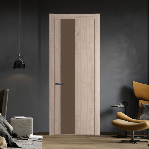 Межкомнатная дверь ProfilDoors 19 NW Дуб Сонома молдинг Серая ночь стекло Монохром гляссе
