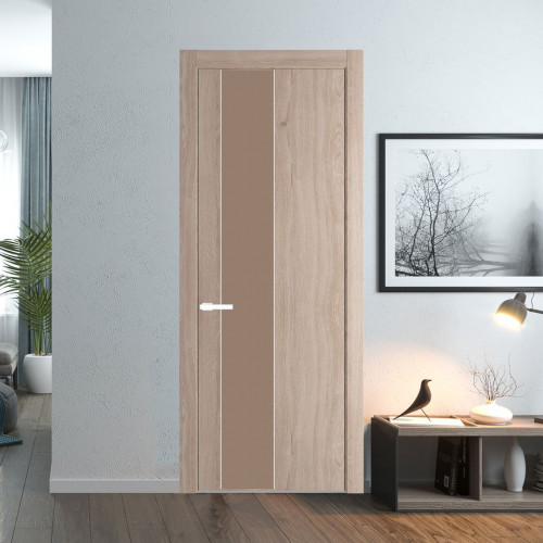 Межкомнатная дверь ProfilDoors 19 NW Дуб Сонома молдинг Вайт стекло Монохром капучино