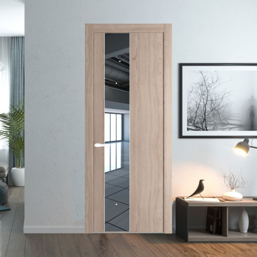 Межкомнатная дверь ProfilDoors 19 NW Дуб Сонома молдинг Вайт стекло Зеркало