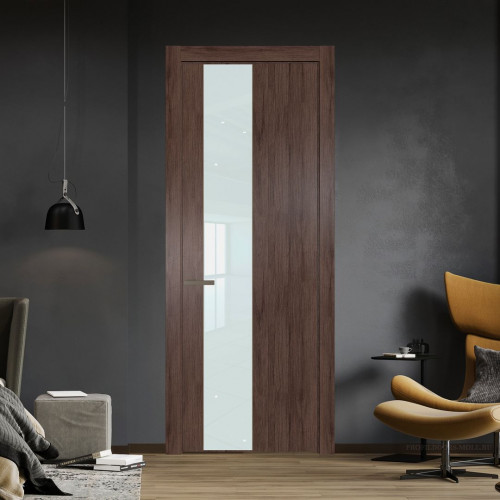 Межкомнатная дверь ProfilDoors 19 NW Дуб Тобакко молдинг Шампань стекло Lacobel Белый лак