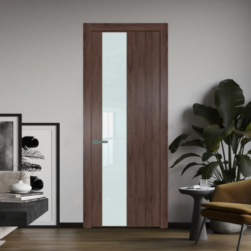 Межкомнатная дверь ProfilDoors 19 NW Дуб Тобакко молдинг Зеленый воск стекло Lacobel Белый лак