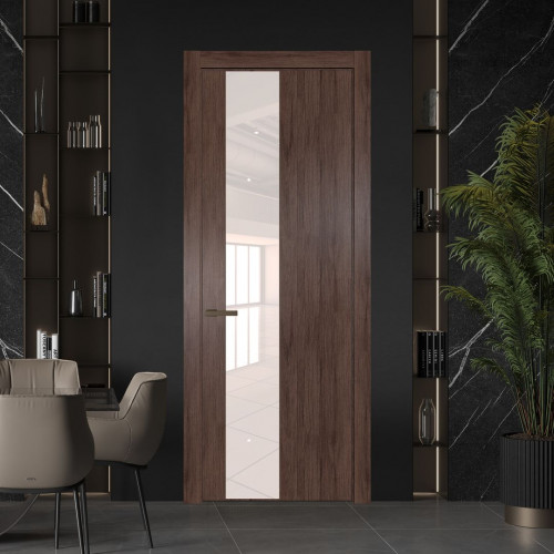 Межкомнатная дверь ProfilDoors 19 NW Дуб Тобакко молдинг Деорэ стекло Lacobel Перламутровый лак