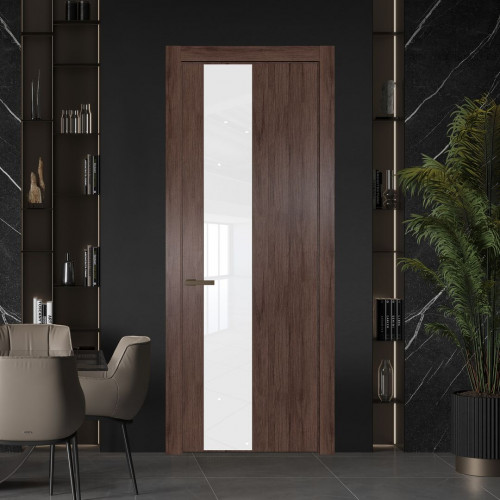 Межкомнатная дверь ProfilDoors 19 NW Дуб Тобакко молдинг Деорэ стекло Лак классик