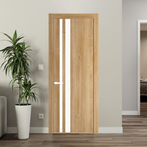 Межкомнатная дверь ProfilDoors 20 NW Дуб Карамель молдинг Вайт стекло Монохром белый просветленный