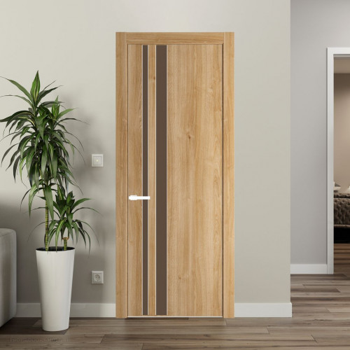Межкомнатная дверь ProfilDoors 20 NW Дуб Карамель молдинг Вайт стекло Монохром гляссе