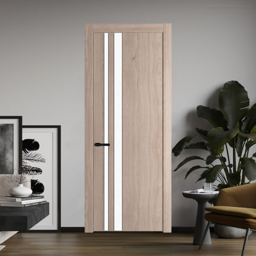 Межкомнатная дверь ProfilDoors 20 NW Дуб Сонома молдинг Черный матовый стекло Монохром белый просветленный