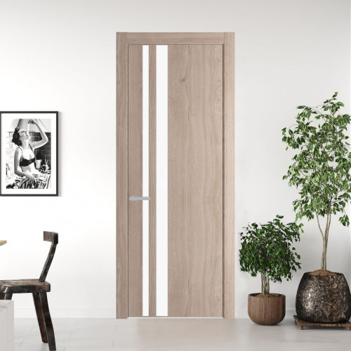 Межкомнатная дверь ProfilDoors 20 NW Дуб Сонома молдинг Серебро стекло Монохром белый просветленный