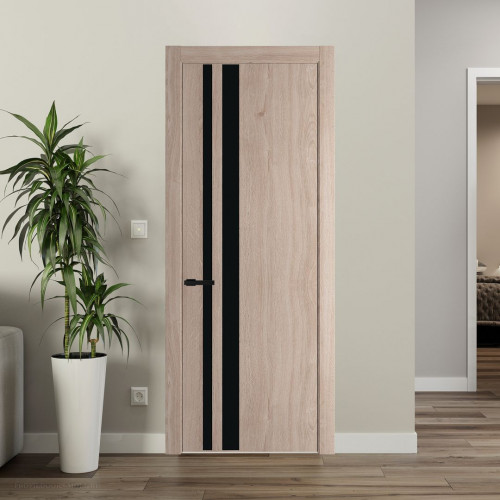 Межкомнатная дверь ProfilDoors 20 NW Дуб Сонома молдинг Черный матовый стекло Монохром черный