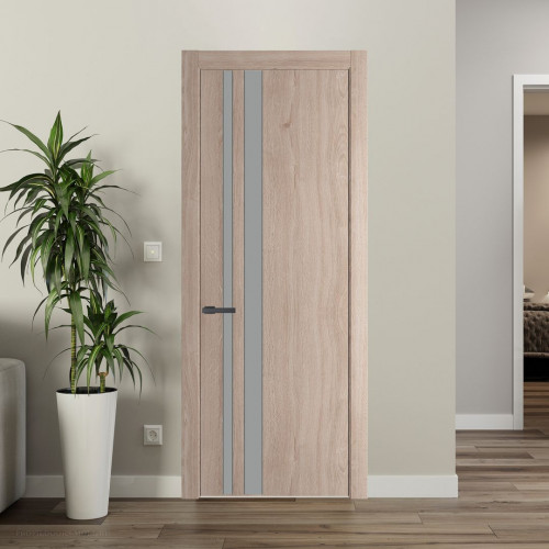 Межкомнатная дверь ProfilDoors 20 NW Дуб Сонома молдинг Серая ночь стекло Монохром серый
