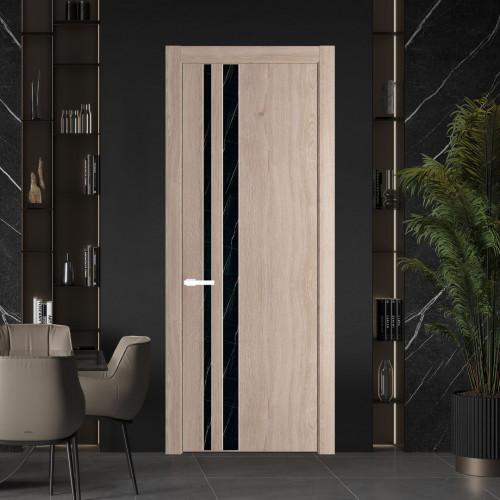 Межкомнатная дверь ProfilDoors 20 NW Дуб Сонома молдинг Вайт стекло Неро мрамор