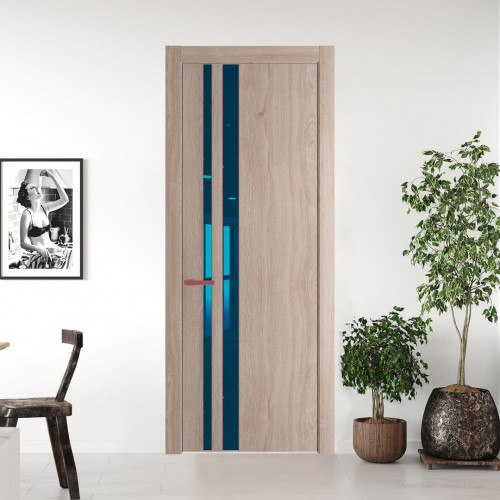 Межкомнатная дверь ProfilDoors 20 NW Дуб Сонома молдинг Красный антрацит стекло Зеркало Blue