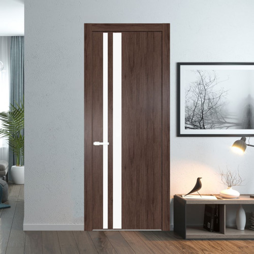 Межкомнатная дверь ProfilDoors 20 NW Дуб Тобакко молдинг Вайт стекло Монохром белый просветленный