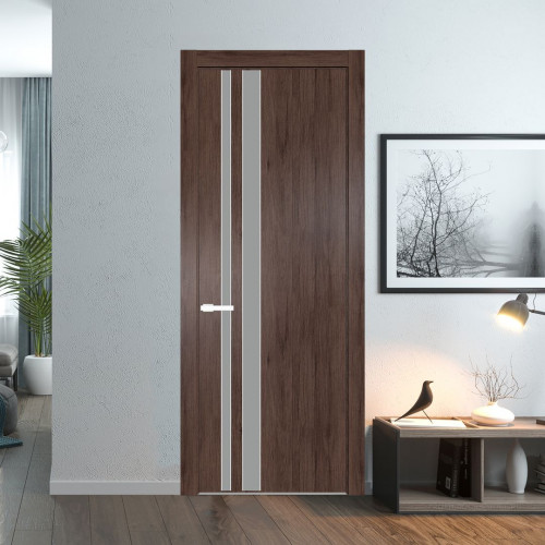 Межкомнатная дверь ProfilDoors 20 NW Дуб Тобакко молдинг Вайт стекло Монохром серый