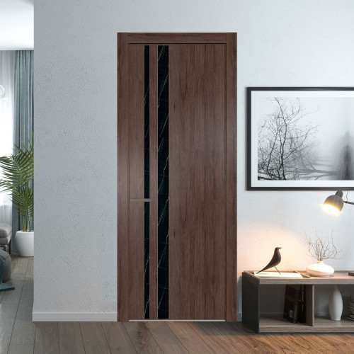 Межкомнатная дверь ProfilDoors 20 NW Дуб Тобакко молдинг Шампань стекло Неро мрамор
